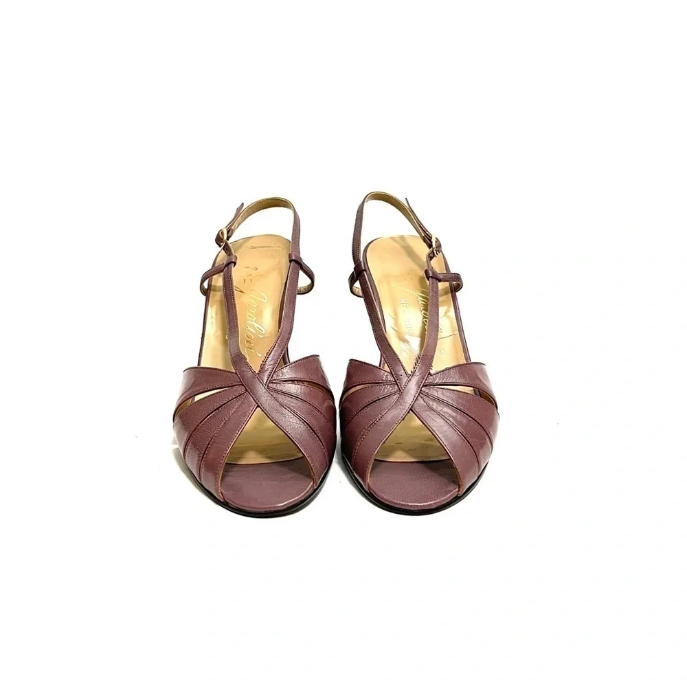 Vintage 1960s lilac purple leather peep toe strappy pinup heels